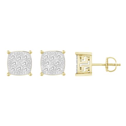 LADIES STUD EARRINGS 0.25CT ROUND DIAMOND 10K YELLOW GOLD