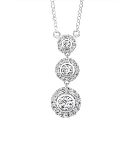 LADIES SEMI MOUNT NECKLACE 1.00CT ROUND DIAMOND 14K WHITE GOLD