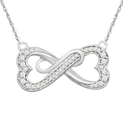 LADIES NECKLACE 0.20CT ROUND DIAMOND STERLING SILVER/WHITE GOLD