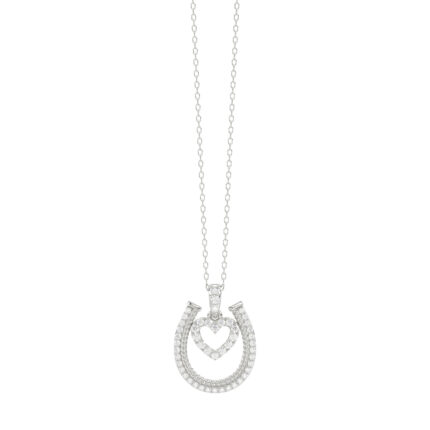 LADIES PENDANT WITH CHAIN 0.25CT ROUND DIAMOND 14K WHITE GOLD