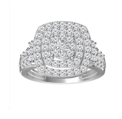 LADIES RING 1.00CT ROUND DIAMOND 14K WHITE GOLD