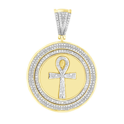MEN'S PENDANT 0.75CT ROUND DIAMOND 10K YELLOW GOLD