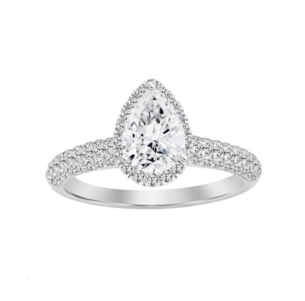 LADIES RING 1.25CT ROUND/PEAR DIAMOND 14K WHITE GOLD(SI QUALITY) (CENTER STONE 4 CT PEAR DIAMOND)