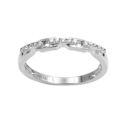 LADIES BAND 0.10CT ROUND DIAMOND 10K WHITE GOLD