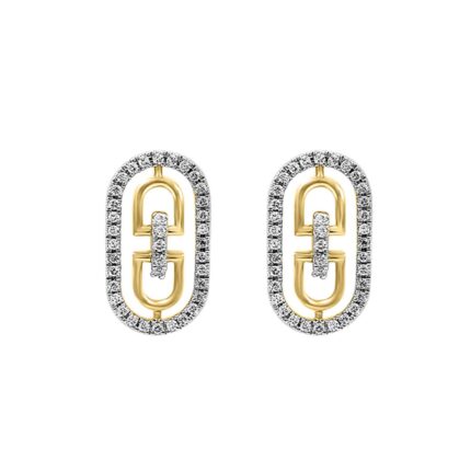 LADIES EARRINGS 0.25CT ROUND DIAMOND 14K YELLOW GOLD