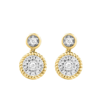 LADIES EARRINGS 0.13CT ROUND DIAMOND 14K YELLOW GOLD