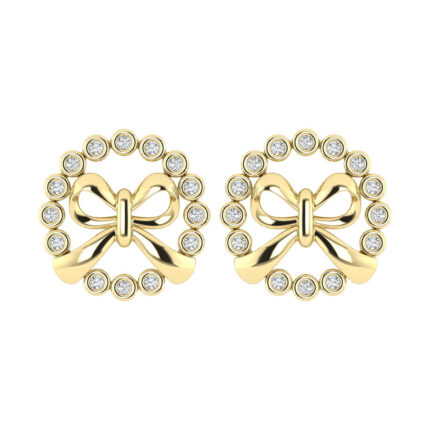 LADIES EARRINGS 0.25CT ROUND DIAMOND 10K YELLOW GOLD