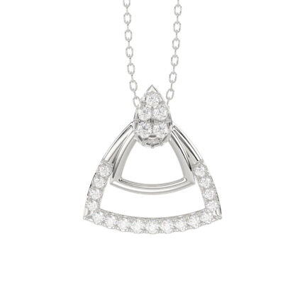 LADIES PENDANT WITH CHAIN 0.13CT ROUND DIAMOND 14K WHITE GOLD