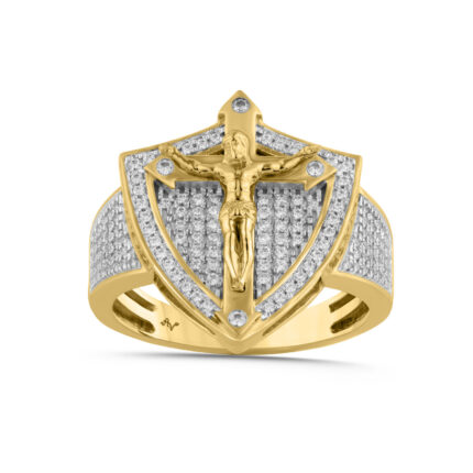MEN'S RING 0.50CT ROUND DIAMOND 10K YELLOW GOLD