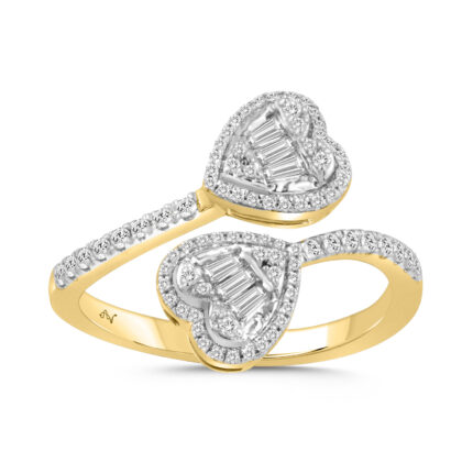 LADIES RING 0.40CT ROUND/BAGUETTE DIAMOND 14K YELLOW GOLD