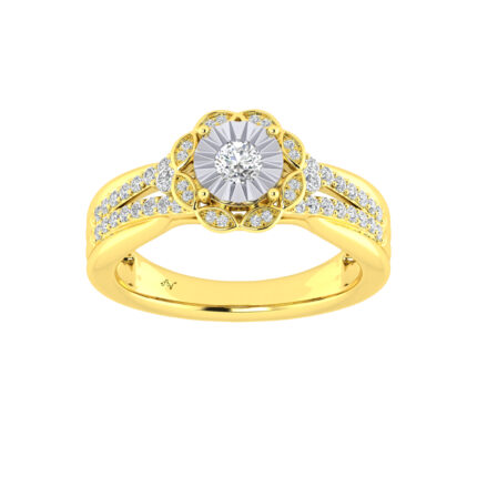 LADIES RING 0.50CT ROUND DIAMOND 10K YELLOW GOLD