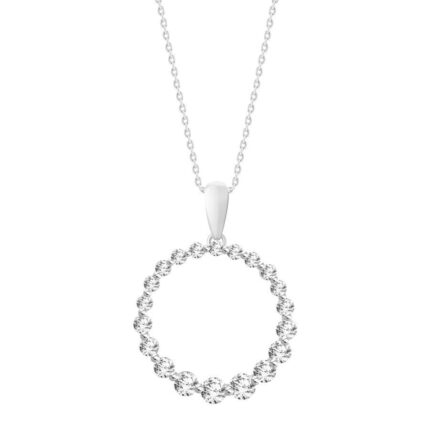 LADIES PENDANT WITH CHAIN 0.50CT ROUND DIAMOND 10K WHITE GOLD