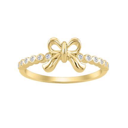 Classic 0.10Ct Round Diamond Ring In Yellow Gold  For Women