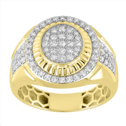 10K Yellow Gold  Men's Diamond Fashion Ring 1.00 CT Round Cut Diamond