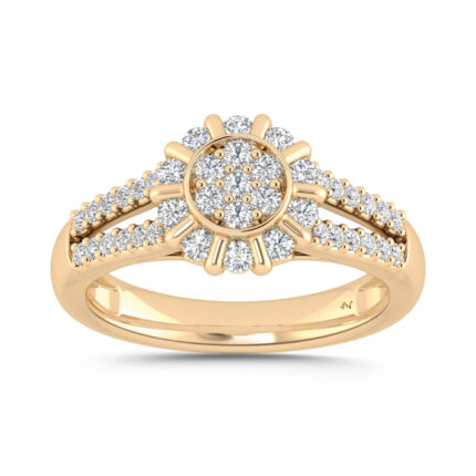 LADIES RING 0.50CT ROUND DIAMOND 10K YELLOW GOLD