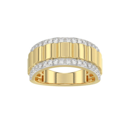 MEN'S BAND 1.00CT ROUND DIAMOND 14K YELLOW GOLD