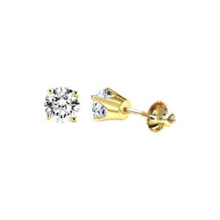 14K Yellow Gold Round Diamond Stud Earrings 0.50CT Elegant Women’S Diamond Jewelry