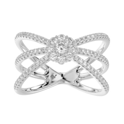 LADIES RING 0.50CT ROUND DIAMOND 14K WHITE GOLD