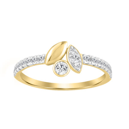 Elegance Ladies Round Diamond Cluster Fashion Ring In 10K Yellow Gold – Marquise Design