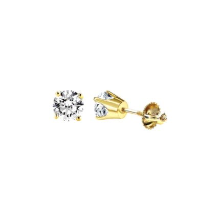 Elegant 14K Yellow Gold Diamond Solitaire Earrings 0.15CT Round Diamond Jewelry For Women