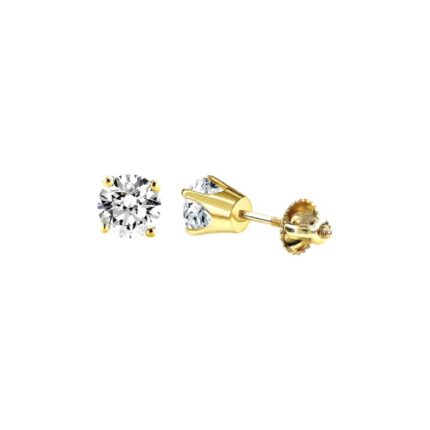 14K Yellow Gold Round Diamond Stud Earrings 0.25CT Elegant Women’S Diamond Jewelry