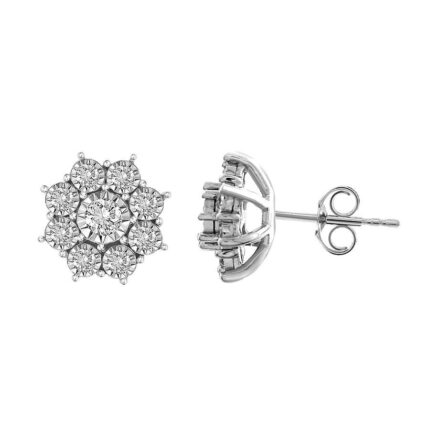 LADIES EARRINGS 0.33CT ROUND DIAMOND 10K WHITE GOLD