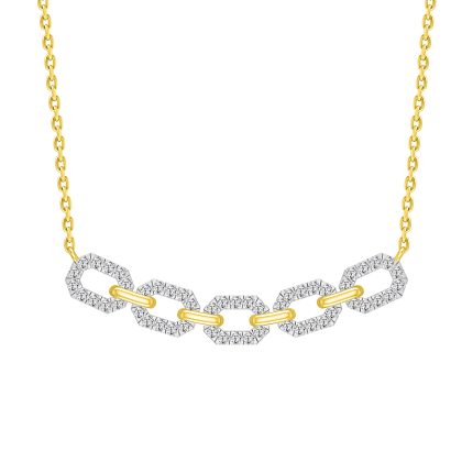LADIES NECKLACE 0.50CT ROUND DIAMOND 10K YELLOW GOLD