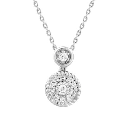 LADIES NECKLACE 0.13CT ROUND DIAMOND 14K WHITE GOLD